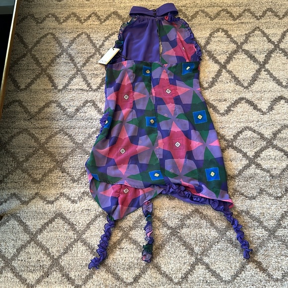 NWT ANIM Helmut Purple Floral Halter Mini Dress - Picture 6 of 8